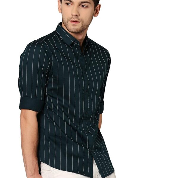 Men’s Striped T-Green Slim Fit Cotton Casual Shirt Collections