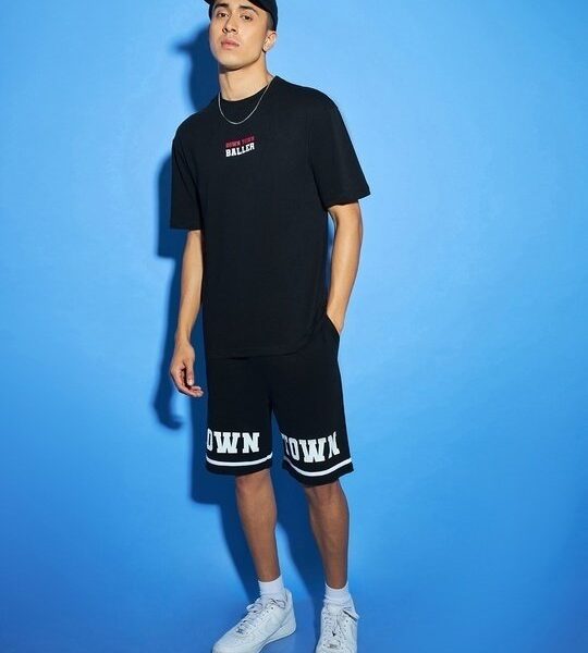 Men’s Black Oversized Co-ord Set | sporty and aesthetic