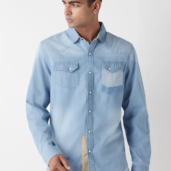 Men’s Indigo Blue Washed Shirt